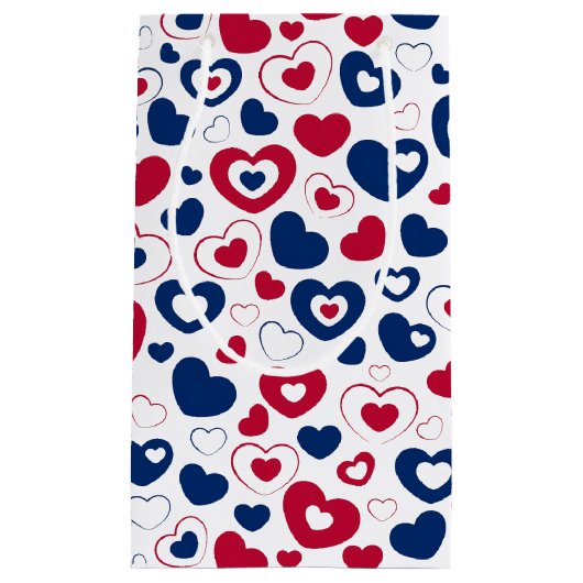 Sac de cadeau coeurs rouges et bleus (Devant)