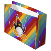 Sac de cadeau d'arc-en-ciel de pingouin de joyeux (Devant Angle)