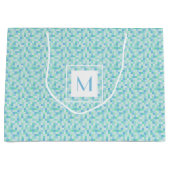 Sac de cadeau de carrés de bleu de monogramme et (Devant)