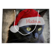 Sac de cadeau de chat de Père Noël, personnaliser (Devant)