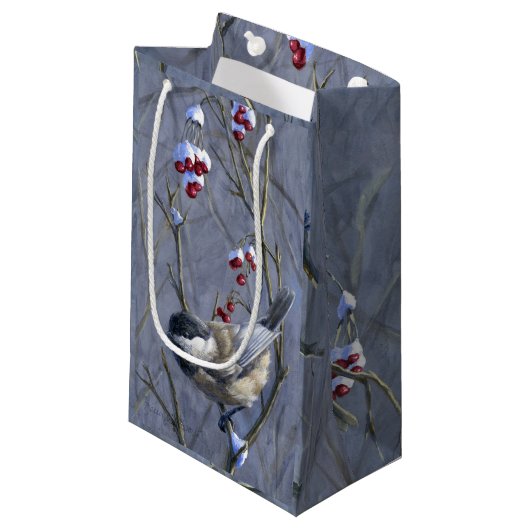 Sac de cadeau de Chickadee et de Noël de neige (Devant Angle)