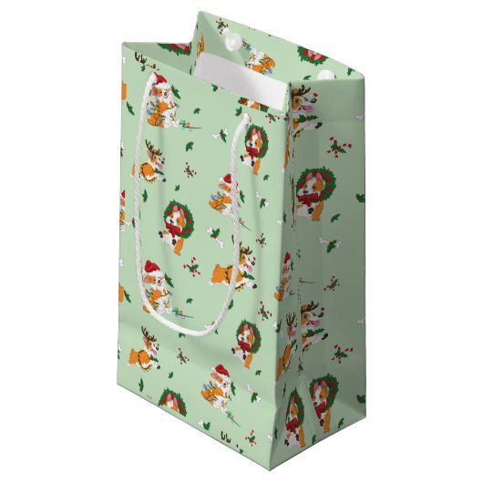 Sac de cadeau de Corgis de Noël (Devant Angle)