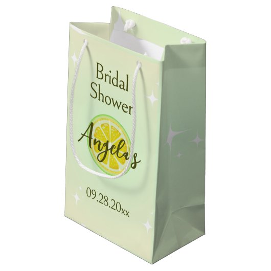 Sac de cadeau de douche de mariée jaune citron (Dos Angle)