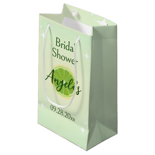 Sac de cadeau de douche de mariée vert citron (Devant Angle)