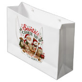 Sac de cadeau de fêtes rustique rouge vert Noël (Devant Angle)