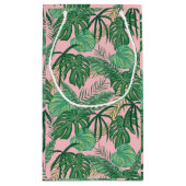 Sac de cadeau de feuille tropical rose et vert (Dos)