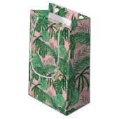 Sac de cadeau de feuille tropical rose et vert (Dos Angle)