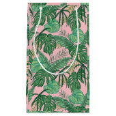 Sac de cadeau de feuille tropical rose et vert (Devant)