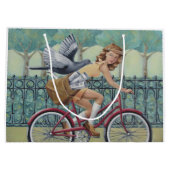 Sac de cadeau de fille et de bicyclette de journal (Dos)