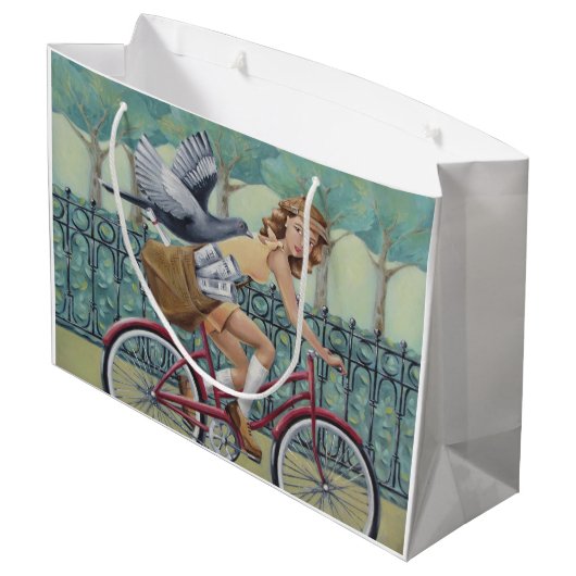 Sac de cadeau de fille et de bicyclette de journal (Dos Angle)