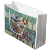 Sac de cadeau de fille et de bicyclette de journal (Devant Angle)