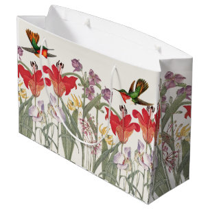 Sac de cadeau de jardin de fleurs de lis d'oiseaux