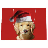 Sac de cadeau de Joyeux Noël de golden retriever (Devant)