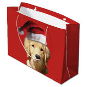 Sac de cadeau de Joyeux Noël de golden retriever (Dos Angle)