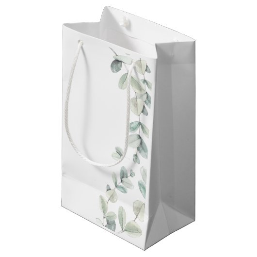Sac de cadeau de mariage d'eucalyptus d'aquarelle (Devant Angle)