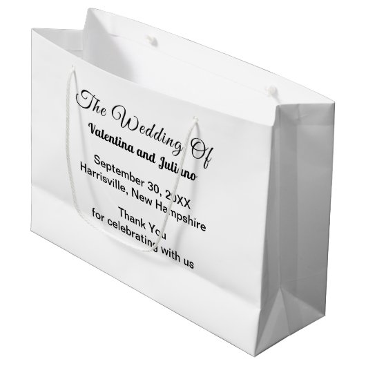 Sac de cadeau de mariage noir et blanc (Devant Angle)