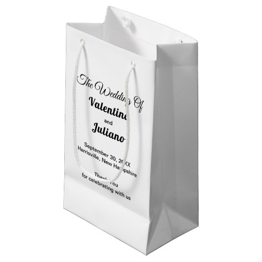 Sac de cadeau de mariage petit noir et blanc (Devant Angle)