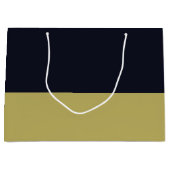 Sac de cadeau de marine et d'or - grand, brillant (Devant)