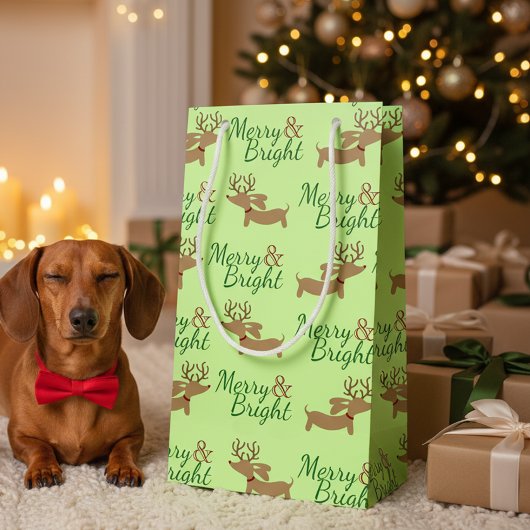 Sac de cadeau de Noël de chien de saucisse joyeux