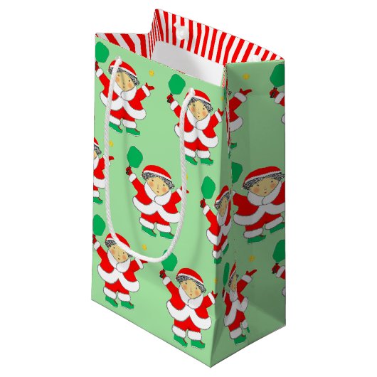 Sac de cadeau de Noël de pickleball petit (Devant Angle)