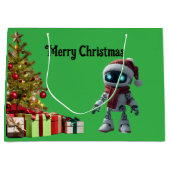 Sac de cadeau de Noël de robot mignon tech (Devant)