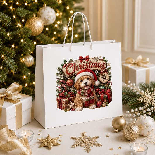 Sac de cadeau de Noël Moderne Flocon de Neige Chie