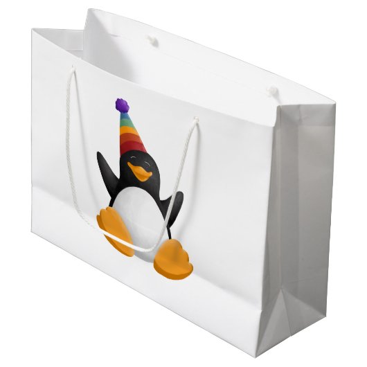 Sac de cadeau de pingouin de joyeux anniversaire (Devant Angle)