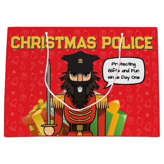Sac de cadeau de police de Noël – Création de vaca (Devant)