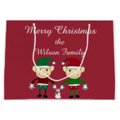 Sac de cadeau de vacances d'elfes de Noël grand (Devant)