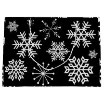 Sac de cadeau de vacances Flocons de neige noir et