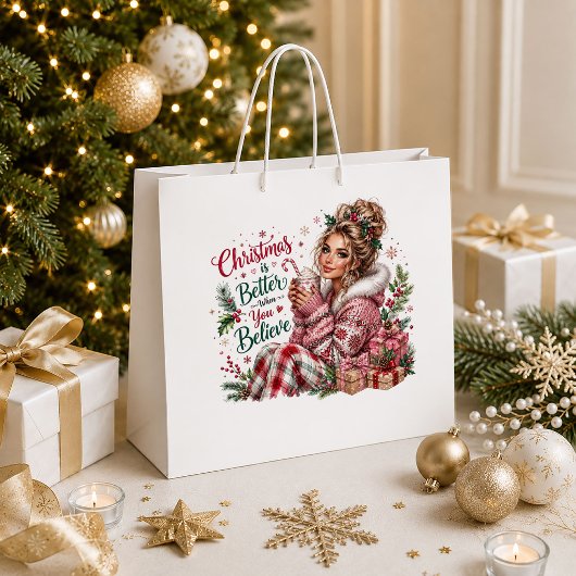 Sac de cadeau de vacances rose de Noël rustique vi