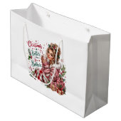 Sac de cadeau de vacances rose de Noël rustique vi (Devant Angle)