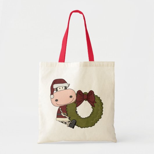 Sac de cadeau de vache à guirlande de Noël (Devant)