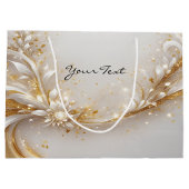 Sac de cadeau floral or blanc (Dos)