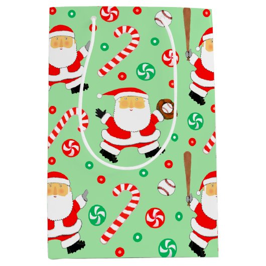 Sac de cadeau moyen pour Noël de baseball (Devant)