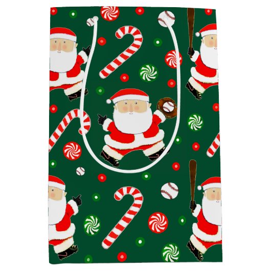 Sac de cadeau moyen pour Noël de baseball (Devant)