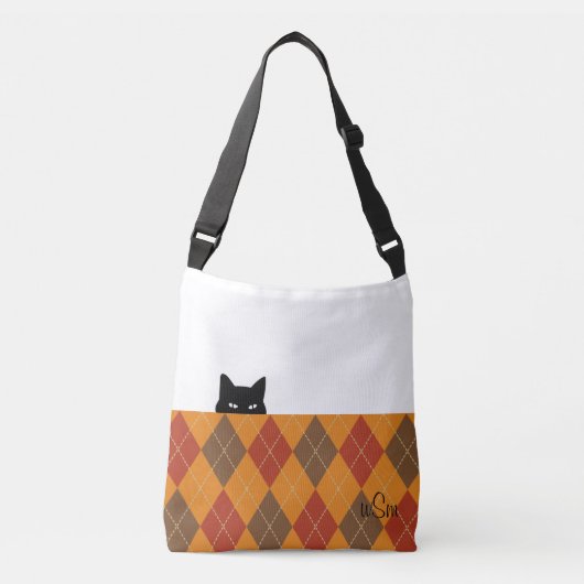 Sac de carrosserie Brown Orange Jacquard de chat (Devant)