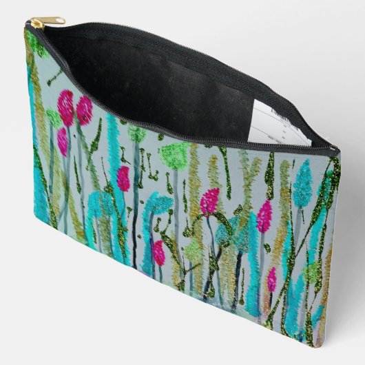 Sac de cosmétiques à impression de couleur en fleu (Ouvrir)