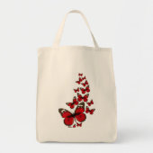 Sac de Courses Papillon Bleu & Fleurs Tropicales – (Devant)