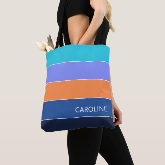 Sac de courses personnalisé à rayures (De près)