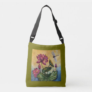 Sac de Crossbody d'aquarelle de libellule de Lotus