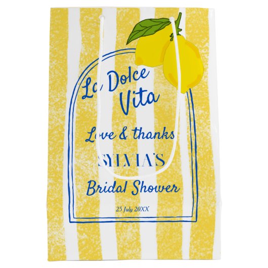 sac de faveur de fiançailles à rayures jaunes Dolc (Dos)