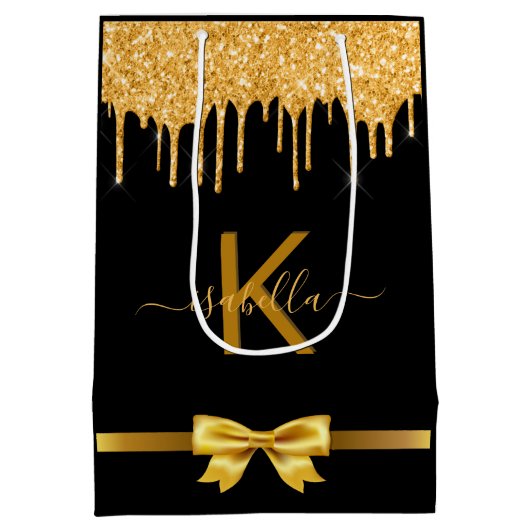 Sac de faveur de remerciement de paillettes noires (Dos)