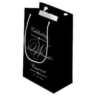 Sac de fête de fiançailles à monogramme gris écrit