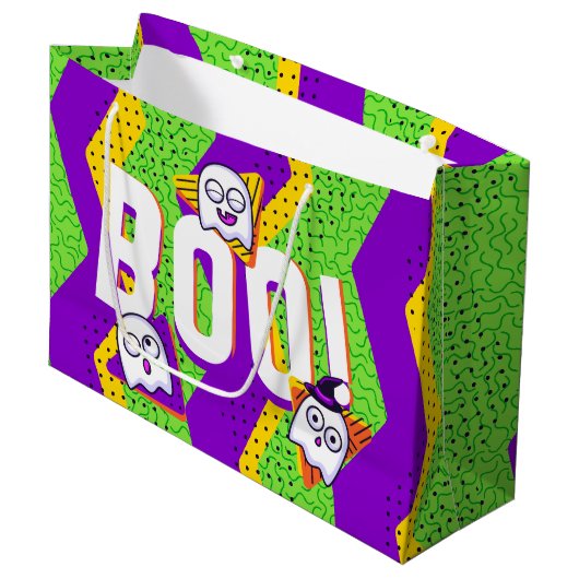 Sac de fête vert Halloween BOO Fantômes (Devant Angle)