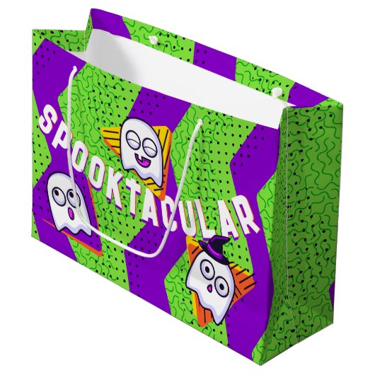 Sac de fête vert Spooktacular avec fantômes (Devant Angle)