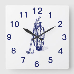 Sac de golf clubs de golf Horloge murale carrée bl