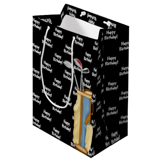 Sac de golf d'anniversaire en noir (Devant Angle)