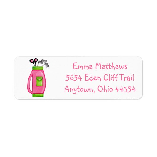 Sac de golf rose Retourner l'adresse Étiquettes (Devant)