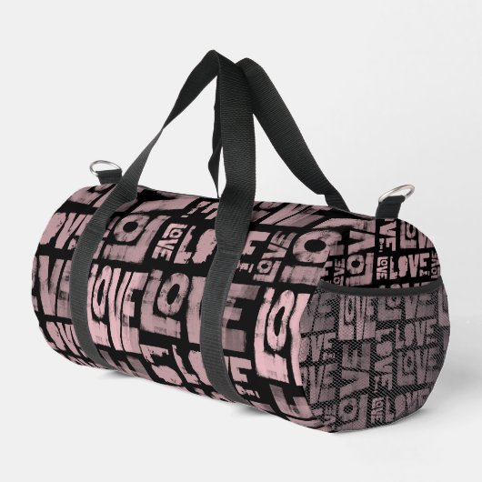 Sac de gym rose et noir - Love Graffiti (Coin droit)